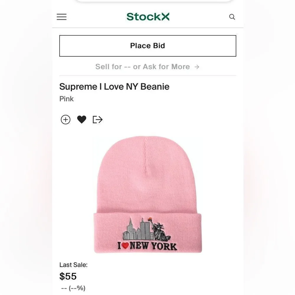 I Love New York. I Heart NY. I Love New York Embroidered Cozy Pink Beanie Hat.